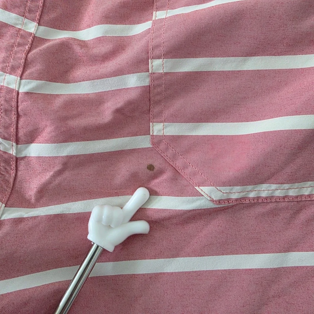 Bonobos Mens Striped Swim Trunks Pink White Drawstring Mesh Lining Small 16426